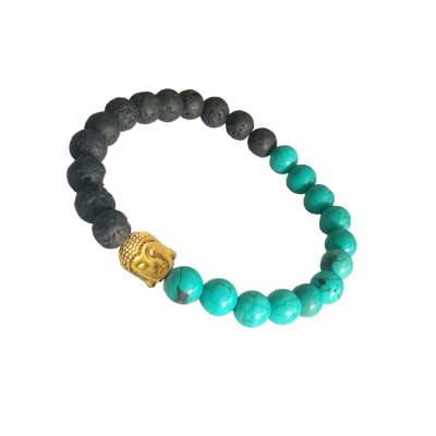 Bhudha Face Turquoise Lava Stone Bracelet For Men